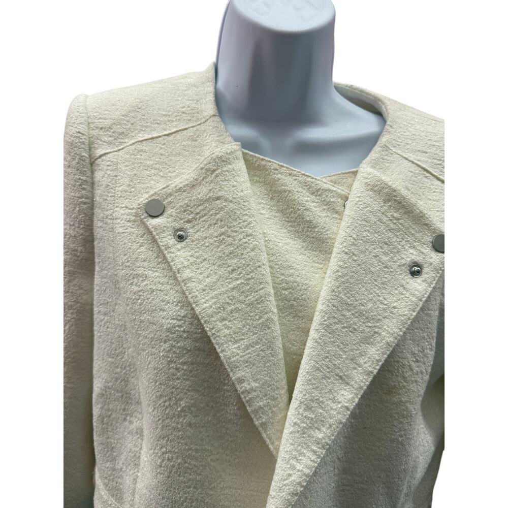 BCBGMaxAzria women White cream Nathan double lapel Cropped moto Jacket - Picture 2 of 6
